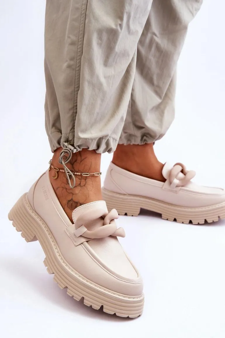 Skórzane Mokasyny Półbuty Big Star LL274581 Beżowe