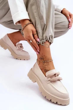 Skórzane Mokasyny Półbuty Big Star LL274581 Beżowe