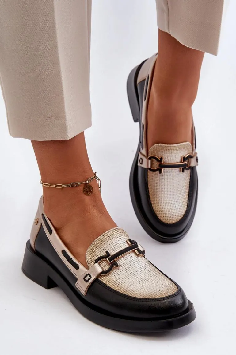 Skórzane Mokasyny Półbuty Damskie Maciejka 06493-01 Czarne