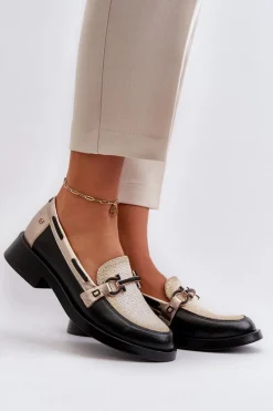 Skórzane Mokasyny Półbuty Damskie Maciejka 06493-01 Czarne