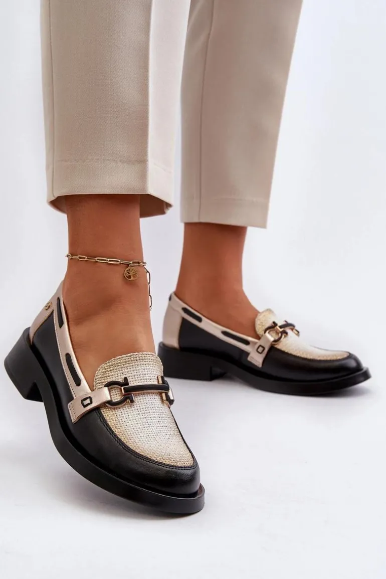 Skórzane Mokasyny Półbuty Damskie Maciejka 06493-01 Czarne