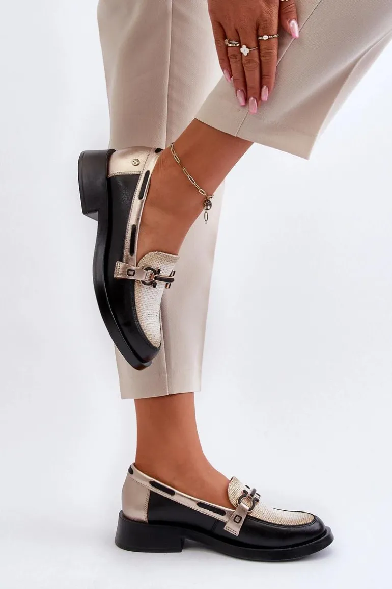 Skórzane Mokasyny Półbuty Damskie Maciejka 06493-01 Czarne