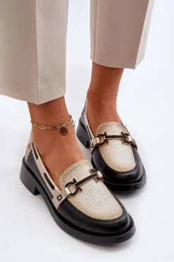 Skórzane Mokasyny Półbuty Damskie Maciejka 06493-01 Czarne