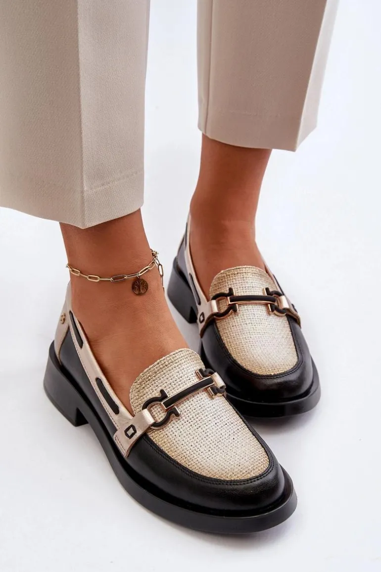 Skórzane Mokasyny Półbuty Damskie Maciejka 06493-01 Czarne