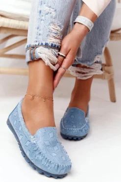 Skórzane Mokasyny RIO FLORE Eco-Friendly Niebieskie