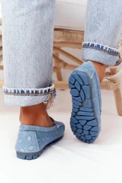 Skórzane Mokasyny RIO FLORE Eco-Friendly Niebieskie