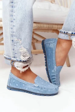 Skórzane Mokasyny RIO FLORE Eco-Friendly Niebieskie