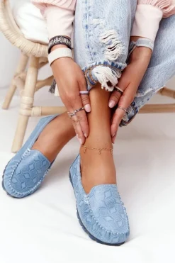 Skórzane Mokasyny RIO FLORE Eco-Friendly Niebieskie