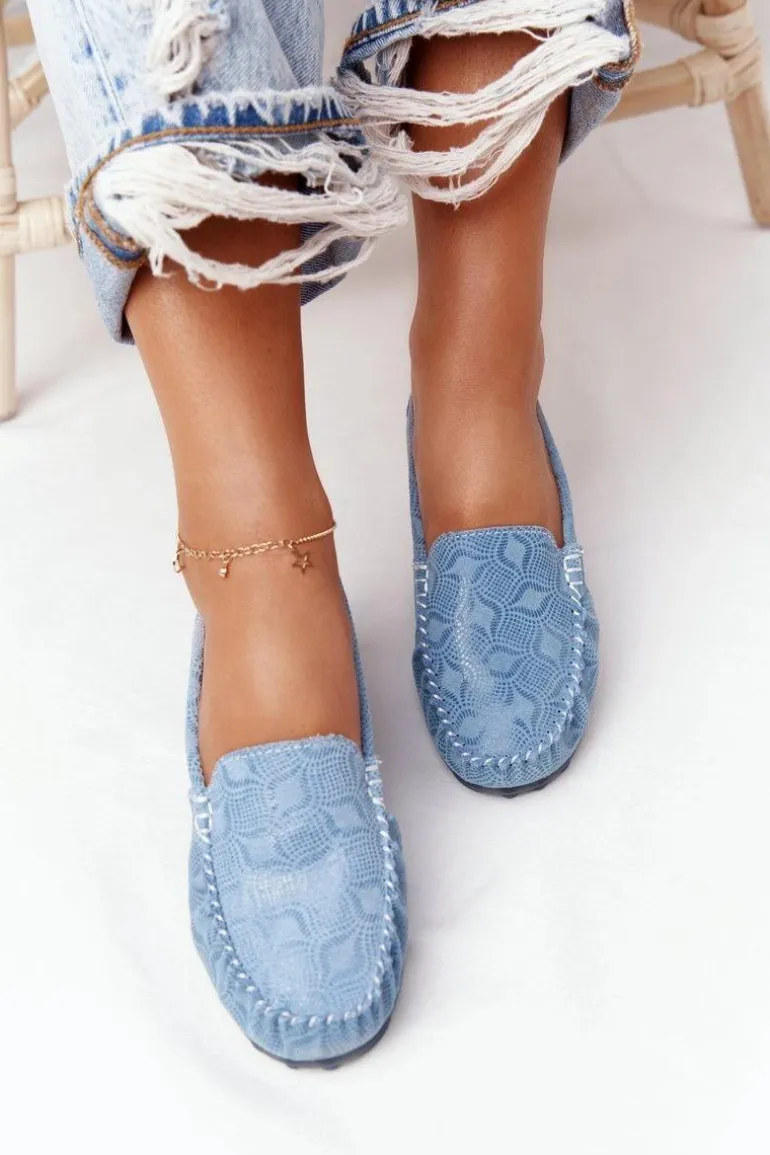 Skórzane Mokasyny RIO FLORE Eco-Friendly Niebieskie