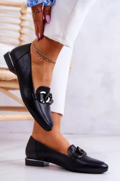 Skórzane Mokasyny Sergio Leone MK739 Czarne