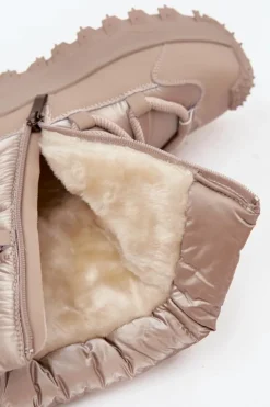 Skórzane Śniegowce Na Platformie Lee Cooper LCJ-25-12-3663 Beżowo-Złote