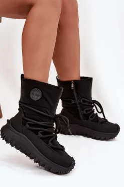 Skórzane Śniegowce Na Platformie Lee Cooper LCJ-25-12-3660 Czarne