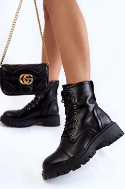 Skórzane Ocieplane Botki Glany La.Fi 250044B-PU Czarne