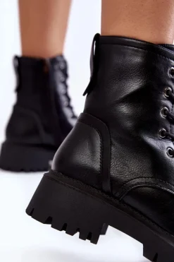 Skórzane Ocieplane Botki Glany La.Fi 250044B-PU Czarne