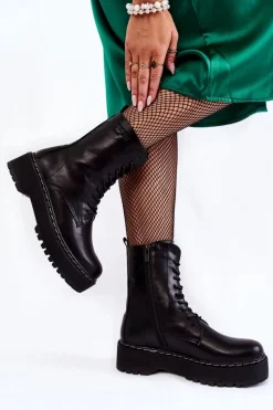 Skórzane Ocieplane Botki Glany Big Star II274109 Czarne