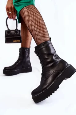 Skórzane Ocieplane Botki Glany Big Star II274109 Czarne