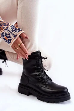 Skórzane Ocieplane Botki La.Fi 250009B-QN Czarne