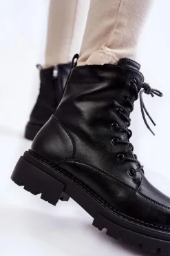 Skórzane Ocieplane Botki La.Fi 250009B-QN Czarne