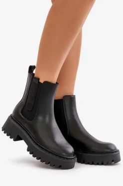 Skórzane Ocieplane Botki Sztyblety Damskie Big Star OO274A386 Czarne