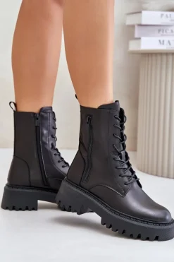 Skórzane Ocieplane Botki Workery Damskie Big Star OO274A387 Czarne