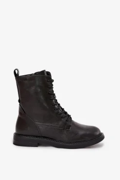 Skórzane Ocieplane Damskie Botki Workery Big Star SS274480 Czarne