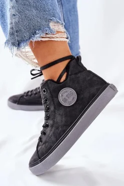 Skórzane Ocieplane Trampki Big Star II274148 Czarne