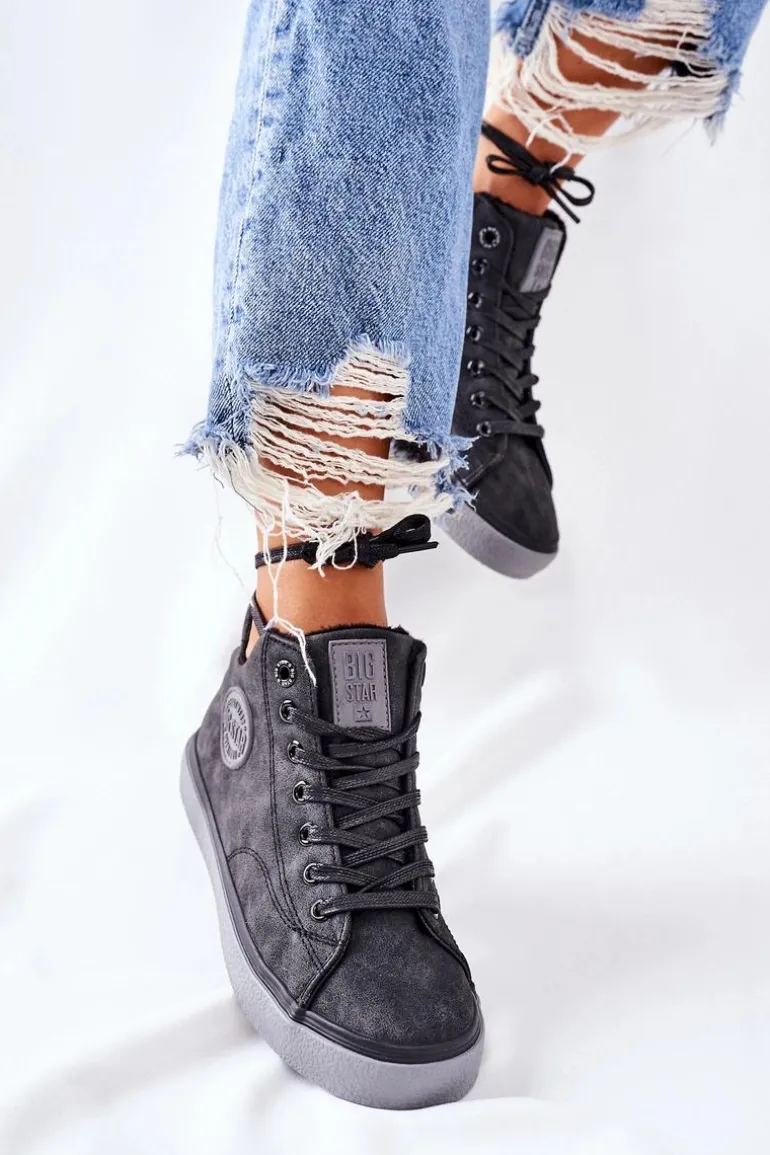 Skórzane Ocieplane Trampki Big Star II274148 Czarne