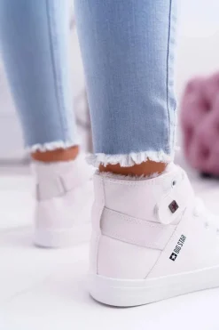Skórzane Ocieplane Trampki BIG STAR V274541FW Białe