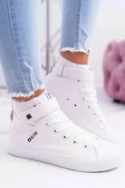 Skórzane Ocieplane Trampki BIG STAR V274541FW Białe