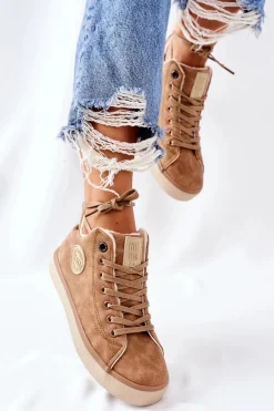 Skórzane Ocieplane Trampki Big Star II274149 Camel