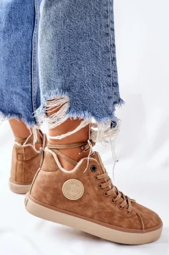 Skórzane Ocieplane Trampki Big Star II274149 Camel