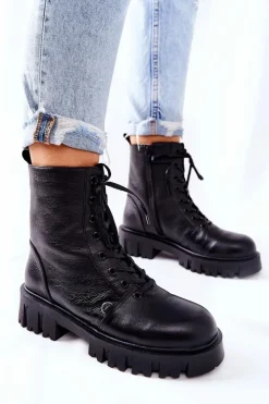 Skórzane Ocieplane Workery Z Nerką Big Star II274430 Czarne