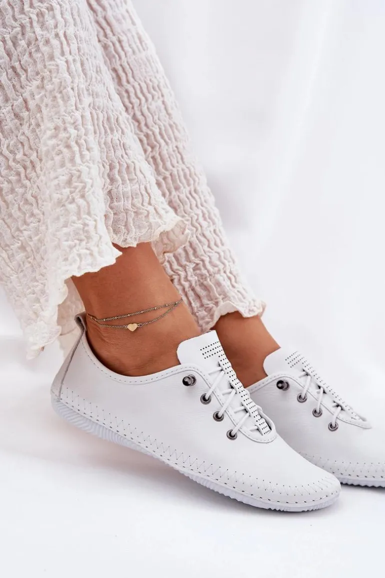 Skórzane Półbuty Damskie Artiker 54C0838 Białe