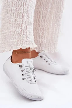 Skórzane Półbuty Damskie Artiker 54C0838 Białe