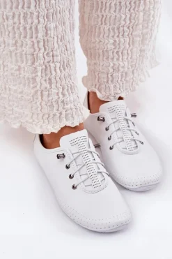 Skórzane Półbuty Damskie Artiker 54C0838 Białe