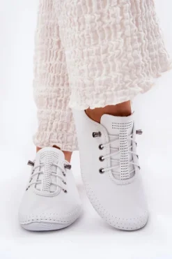 Skórzane Półbuty Damskie Artiker 54C0838 Białe