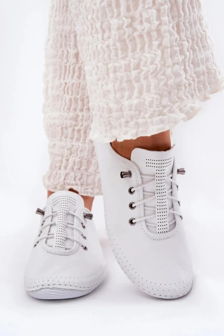 Skórzane Półbuty Damskie Artiker 54C0838 Białe