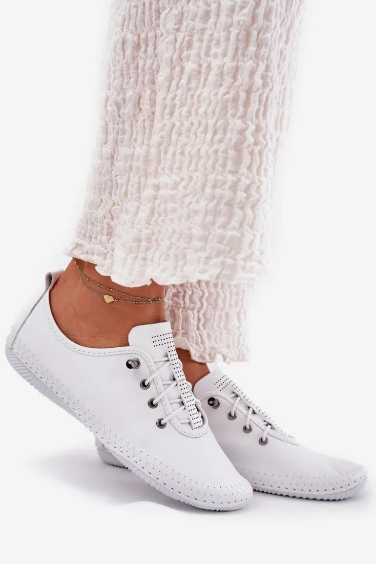 Skórzane Półbuty Damskie Artiker 54C0838 Białe