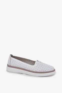 Skórzane Półbuty Damskie Białe Liaruna