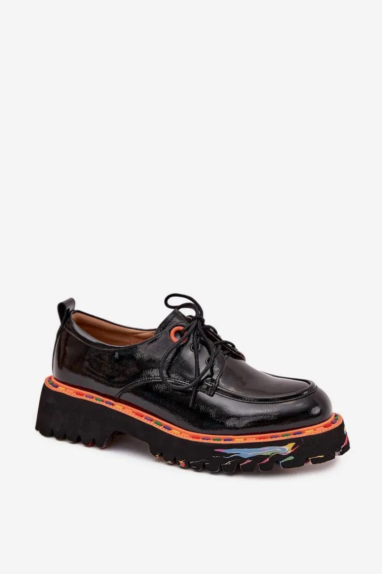 Skórzane Półbuty Damskie Lakierowane Artiker 57C0176 Czarne