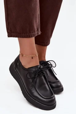 Skórzane Półbuty Damskie Maciejka K7189-01 Czarne
