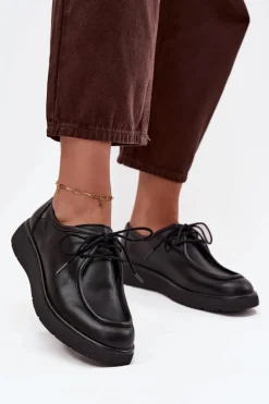 Skórzane Półbuty Damskie Maciejka K7189-01 Czarne