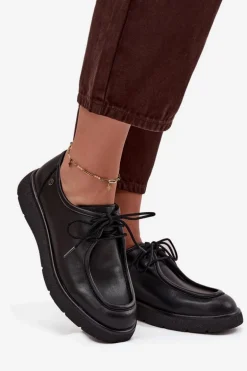 Skórzane Półbuty Damskie Maciejka K7189-01 Czarne