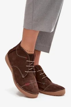 Skórzane Półbuty Damskie Z Przeszyciami Na Zamek Artiker 57C2117 Brązowe