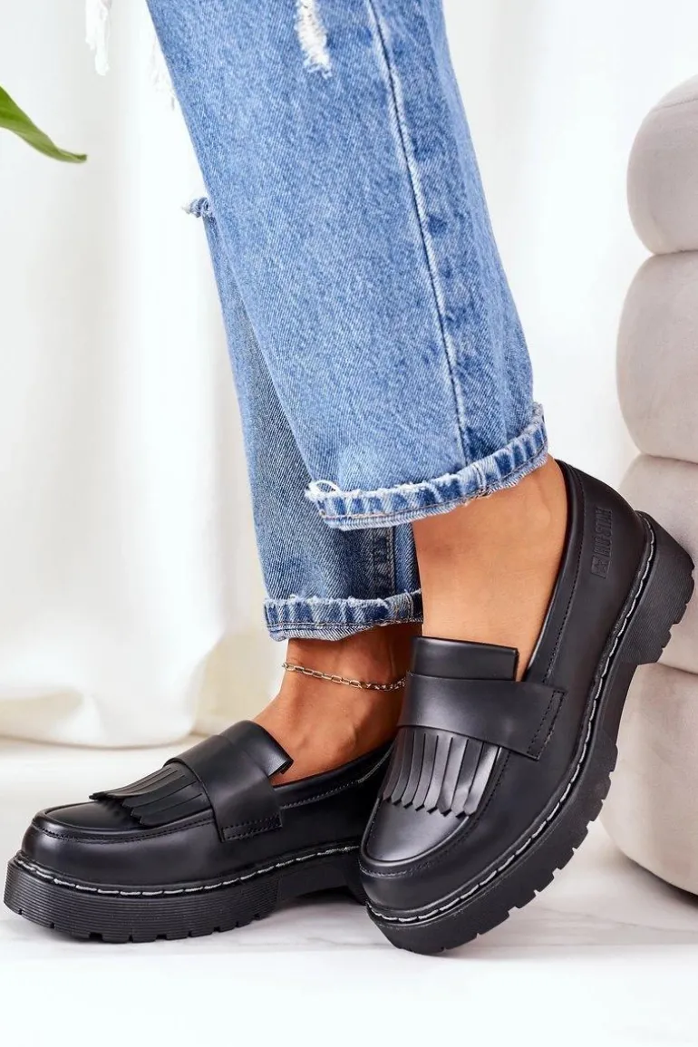 Skórzane Półbuty Loafery Big Star II274100 Czarne