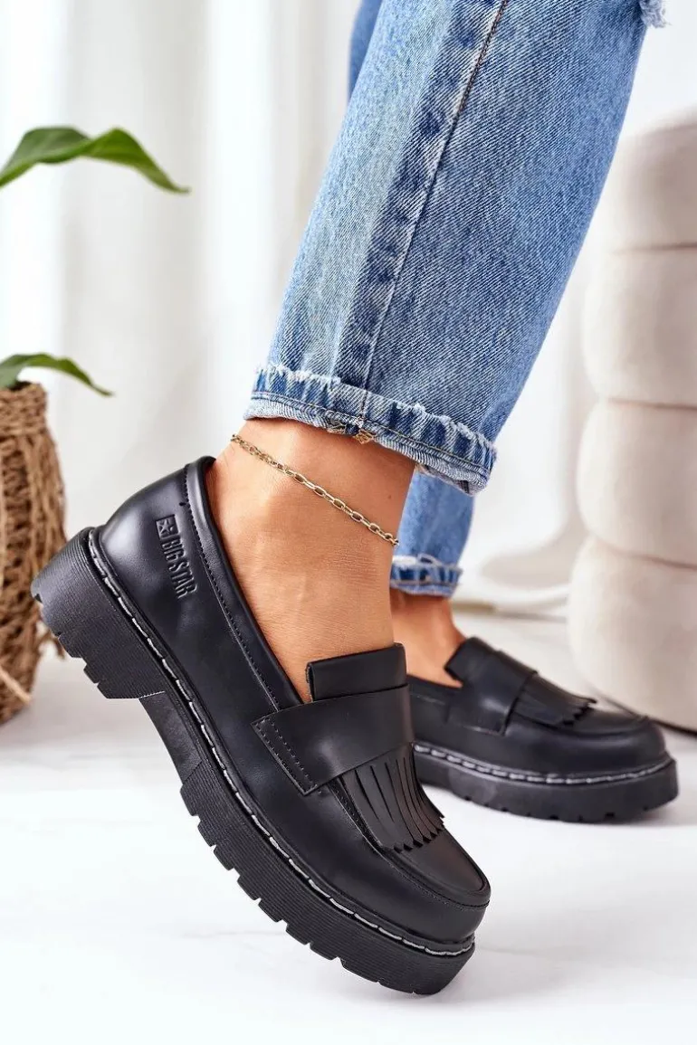 Skórzane Półbuty Loafery Big Star II274100 Czarne