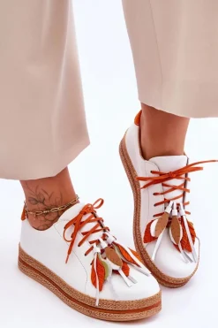 Skórzane Półbuty Maciejka 04550-11 Białe