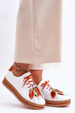 Skórzane Półbuty Maciejka 04550-11 Białe