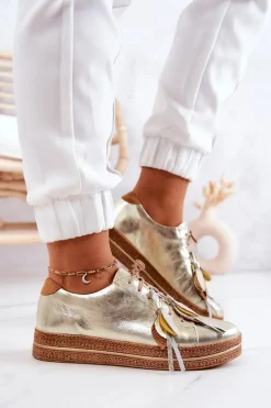 Skórzane Półbuty Maciejka 04550-25 Złote