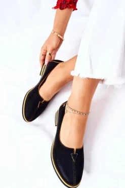 Skórzane Półbuty Maciejka Czarne 05035-07